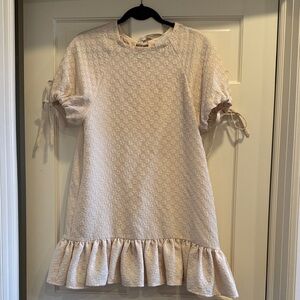 Naya Rea Eva Cream Floral Drawstring Short Sleeve Dress